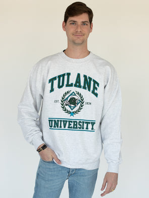Tulane University - Vintage Crewneck Sweatshirt - Ash Grey