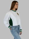 Baylor University - Vintage Color Block Embroidered Cropped Crewneck Sweatshirt - White/Green