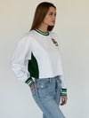 Baylor University - Vintage Color Block Embroidered Cropped Crewneck Sweatshirt - White/Green