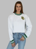 Baylor University - Vintage Color Block Embroidered Cropped Crewneck Sweatshirt - White/Green