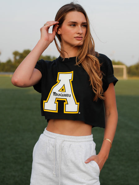 Appalachian State University - Classic Logo Cropped Tee - Black