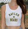 Baylor University - Star Ribbed Cropped Tank Top - White