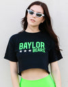 Baylor University - Neon Triple Star Cropped T-Shirt - Black