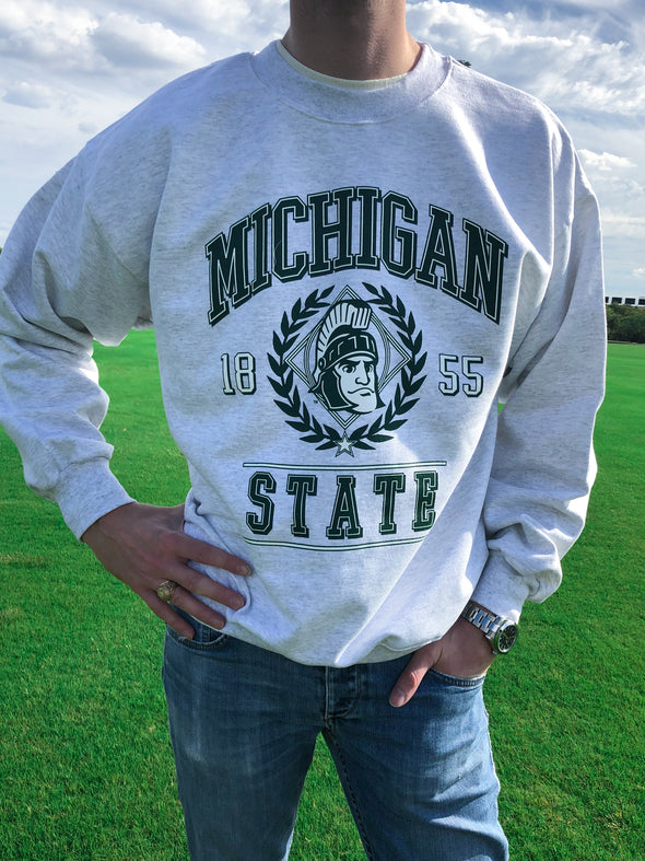 Michigan State University - Vintage Crewneck Sweatshirt - Ash Grey