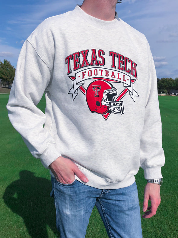 Texas Tech - Vintage Football Crewneck Sweatshirt - Ash Grey