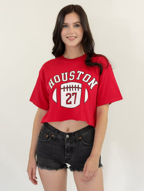 University of Houston - First Down Cropped T-Shirt - Red