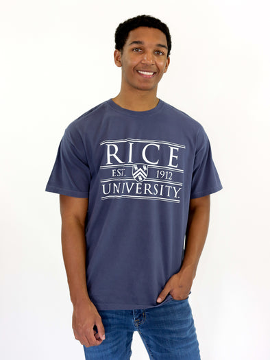 Rice University - Coat of Arms Shield T-Shirt - Blue