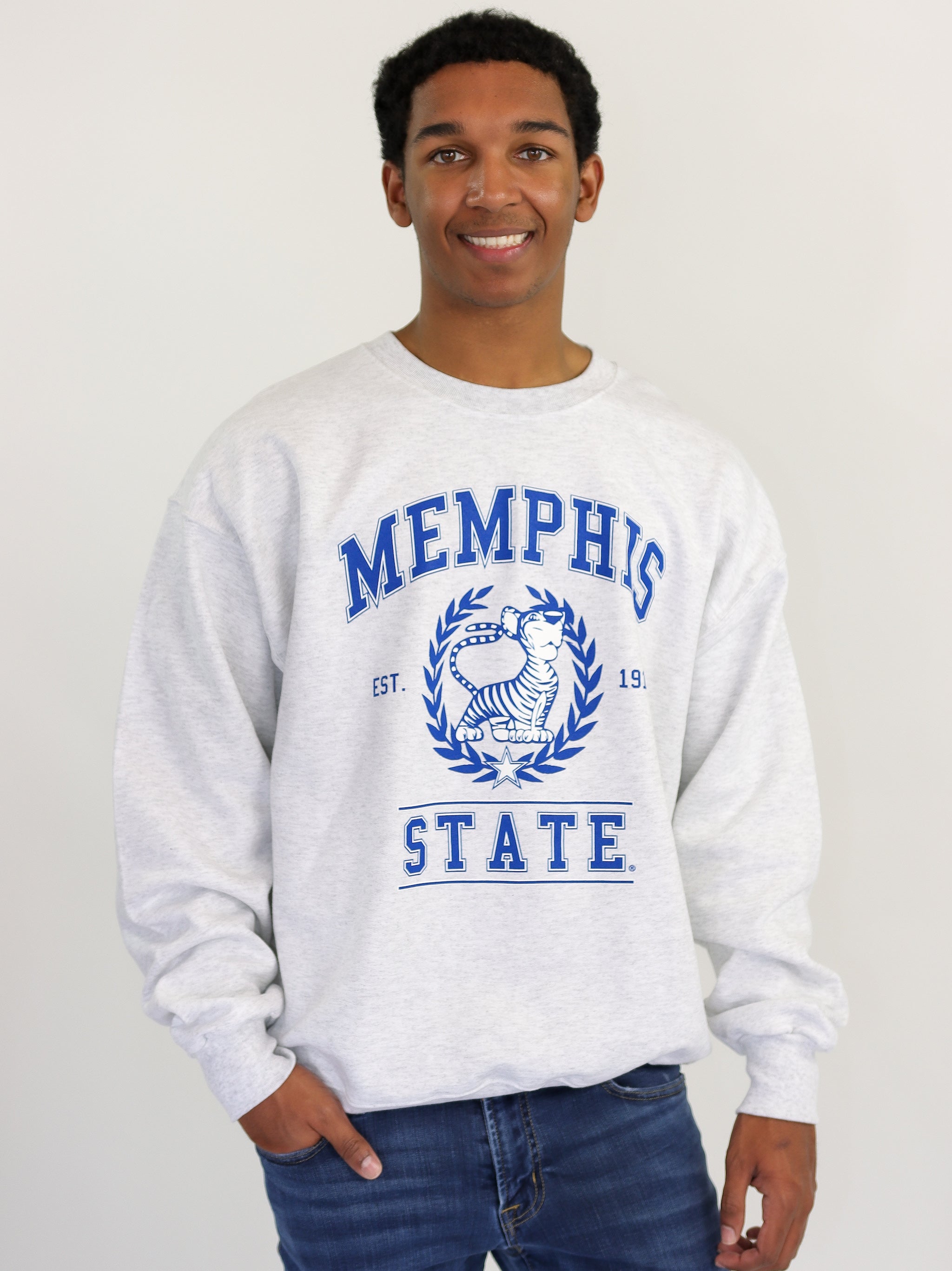 University of Memphis - Vintage Crewneck Sweatshirt - Ash Grey ...