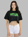 Baylor University - Neon Triple Star Cropped T-Shirt - Black