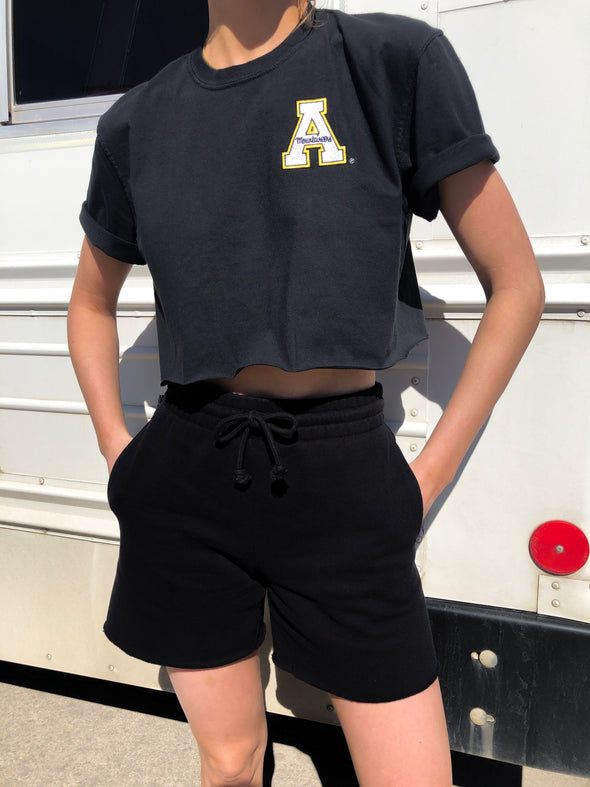 Appalachian State - The University Embroidered Cropped Tee - Black