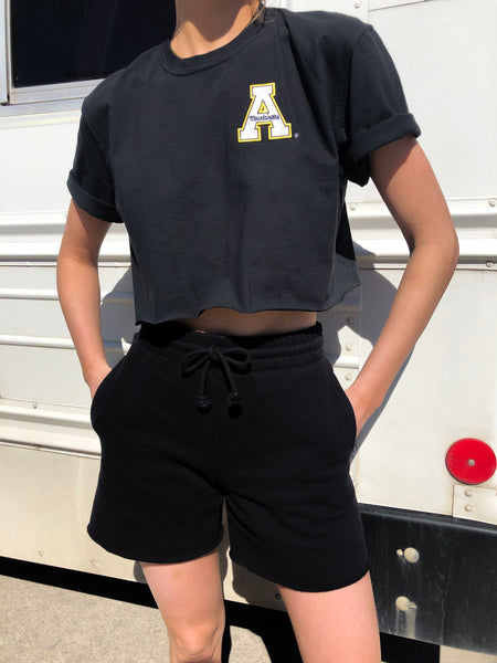 Appalachian State - The University Embroidered Cropped Tee - Black