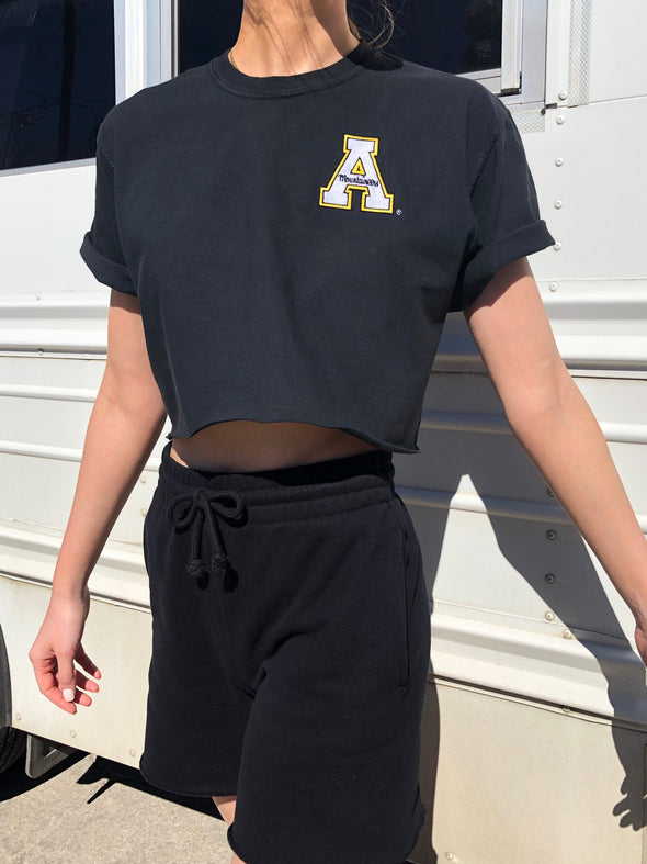 Appalachian State - The University Embroidered Cropped Tee - Black