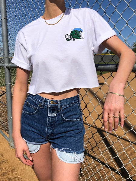 Tulane University - The University Embroidered Cropped Tee - White