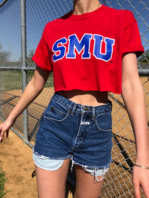 SMU - Classic Logo Cropped Tee - Red