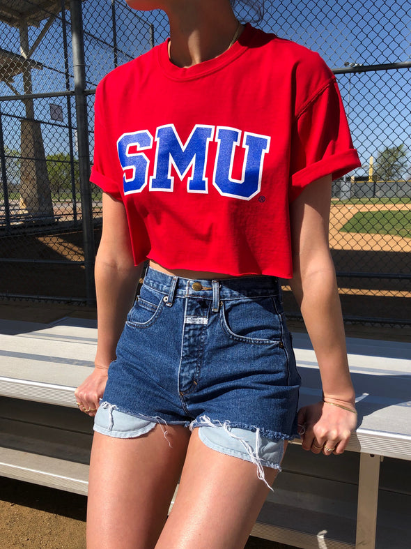 SMU - Classic Logo Cropped Tee - Red