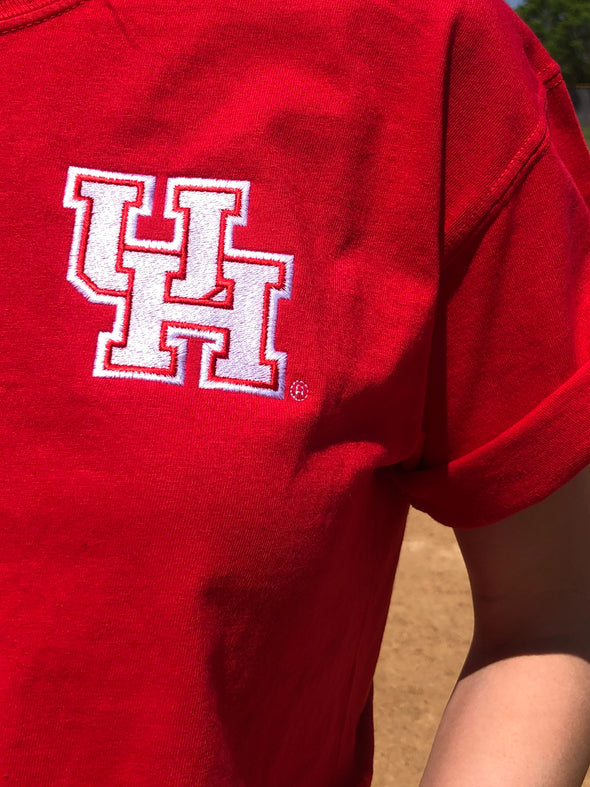 University of Houston - The University Embroidered Cropped Tee - Red