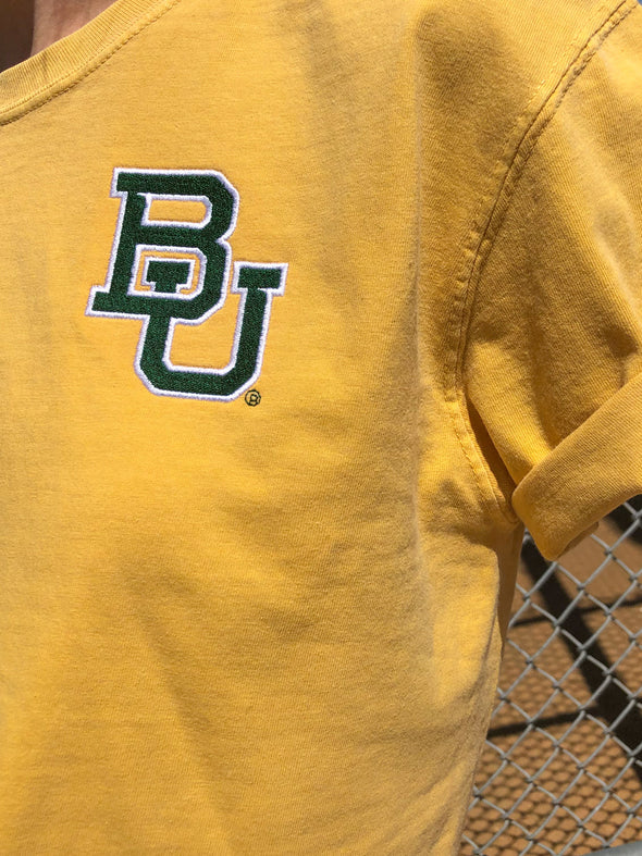 Baylor University - The University Embroidered Cropped Tee - Yellow