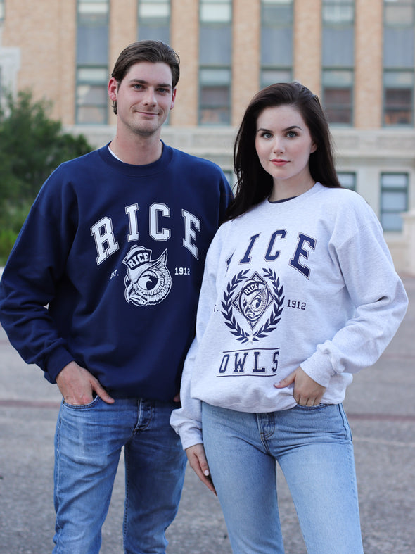 Rice University - Sailor Owl Crewneck Cropped Sweatshirt - Navy