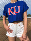 University of Kansas Jayhawks Classic Logo Cropped Tee - Royal Blue