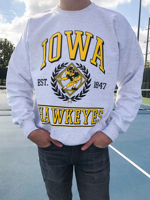 University of Iowa - Vintage Crewneck Sweatshirt - Ash Grey