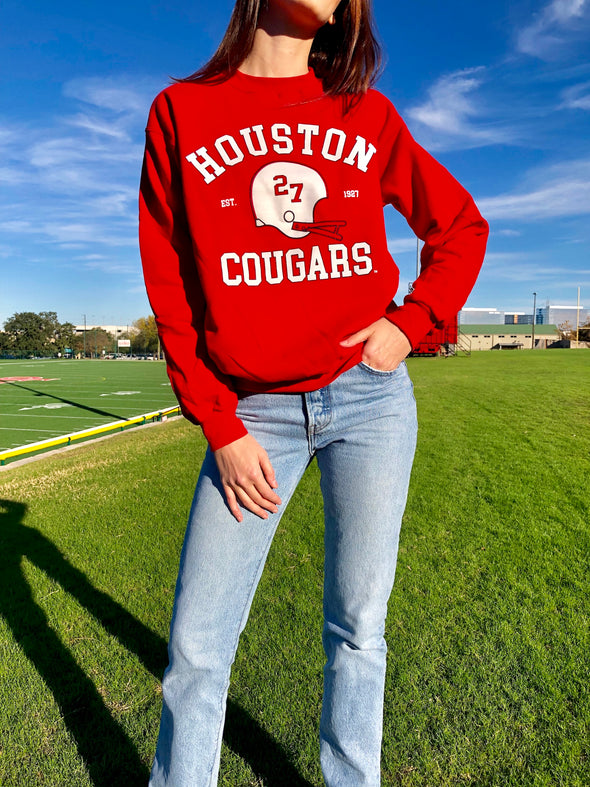 University of Houston - Vintage Football Crewneck Sweatshirt - Red