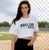 Baylor University - Neon Triple Star Cropped T-Shirt - White