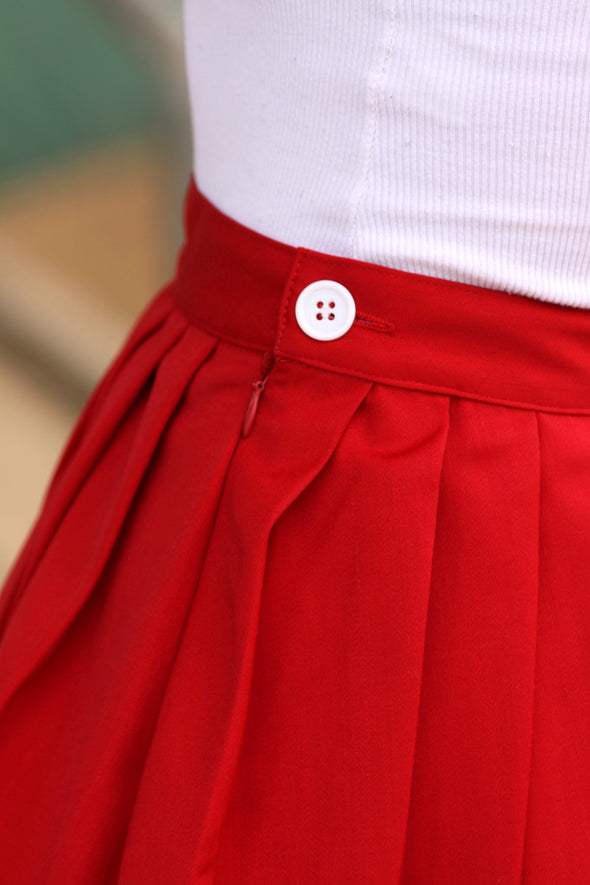 Gameday Pleated Skirt - Red