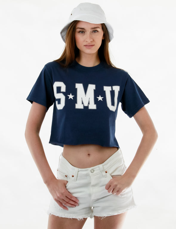 SMU - College Block Cropped T-Shirt - Navy