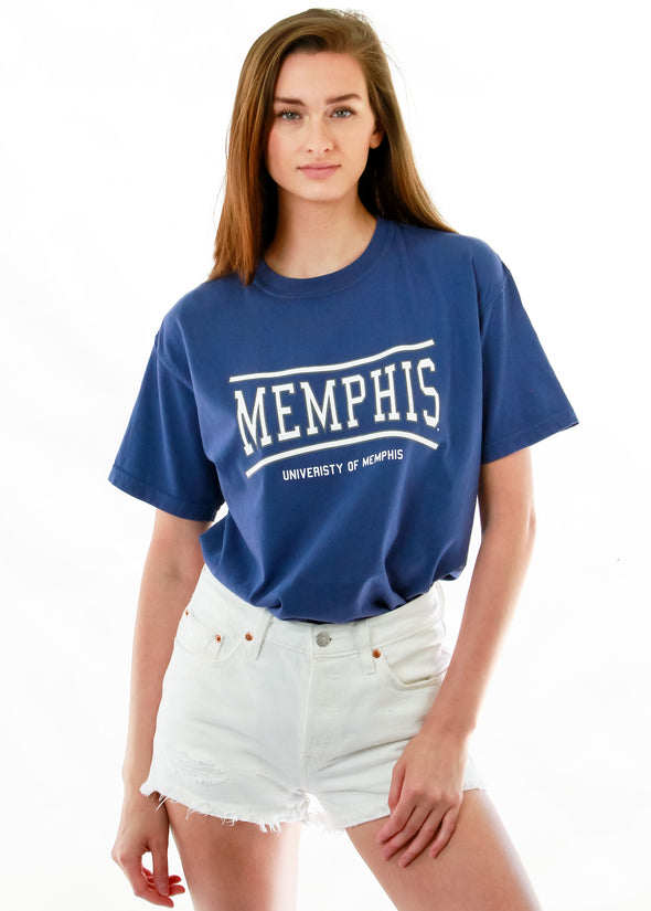 University of Memphis - Retro Bend T-shirt - Blue