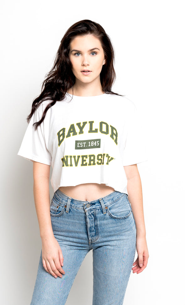 Baylor University - Comfort Colors Short Sleeve Cropped T-Shirt - White