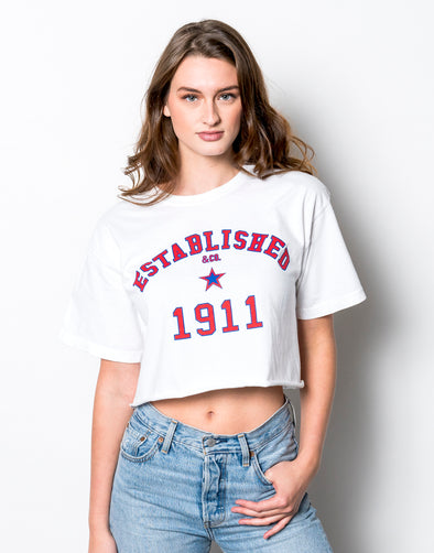 SMU - Established 1911 Cropped T-Shirt - White
