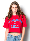 SMU - Comfort Colors Established 1911 Short Sleeve Cropped T-Shirt - Red