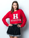 University of Houston - Vintage H Long Sleeve Cropped T-Shirt - Red