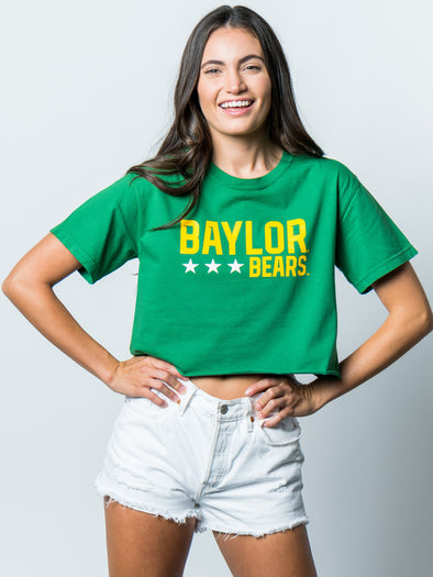 Baylor University - Triple Star Cropped T-Shirt - Green