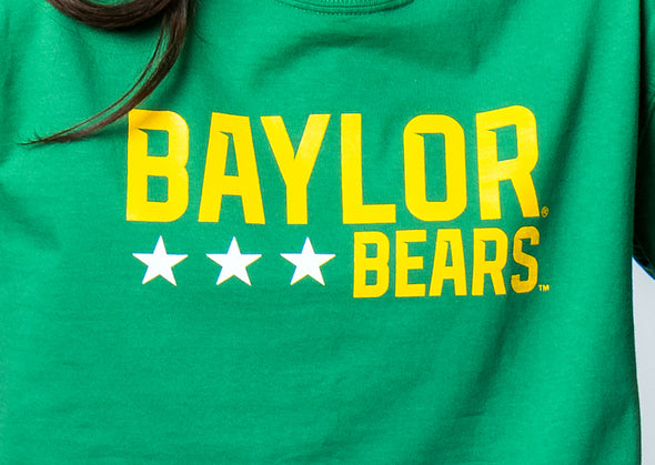 Baylor University - Triple Star Cropped T-Shirt - Green