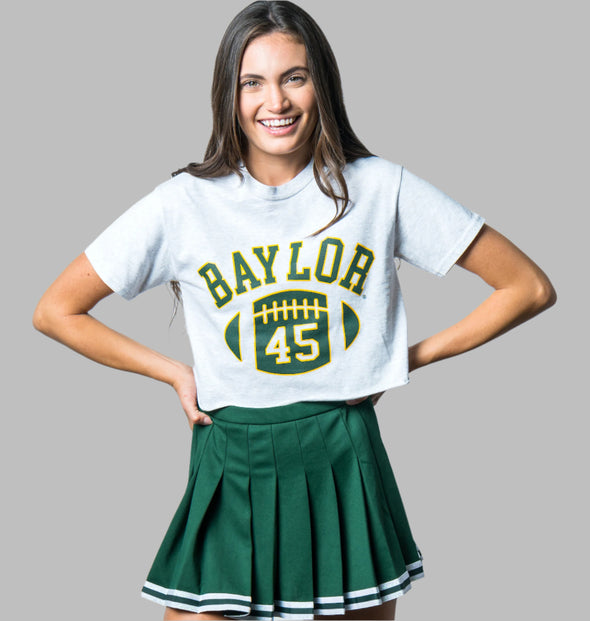 Baylor University - First Down Cropped T-Shirt - Ash Grey