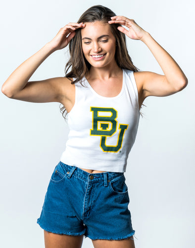 Baylor University - Ribbed Cropped Tank Top - White