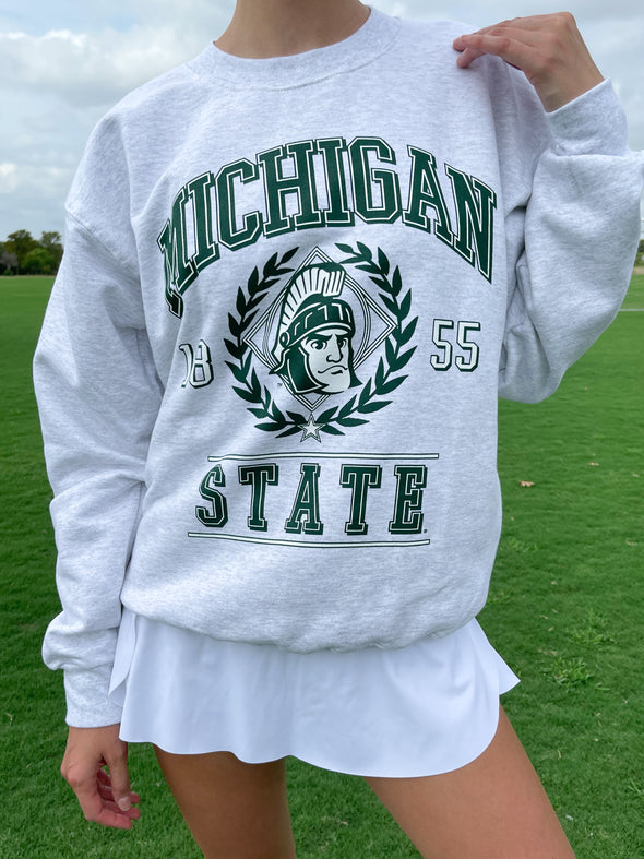 Michigan State University - Vintage Crewneck Sweatshirt - Ash Grey